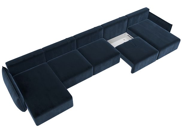 Диван п-образный Лига-051 НПБ МегаЛонг Велюр синий - Вид 7