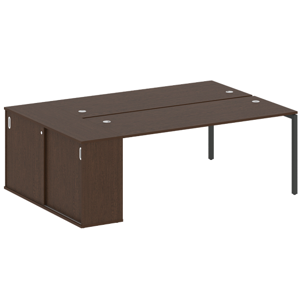 Metal System Quattro Р. ст. с шкафом-купе на П-образном м/к 40БП.РС-СШК-1.5 Т Венге/Антрацит металл 2210*1475*750 - Вид 1