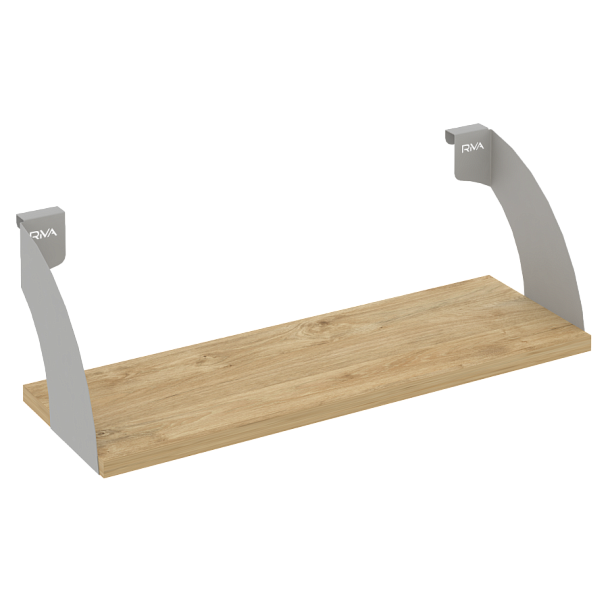 Навесные полки. Кронштейны+ЛДСП полка 600мм MAN-41-6 Тиквуд светлый/Серый металл 600*220*200 - Вид 1