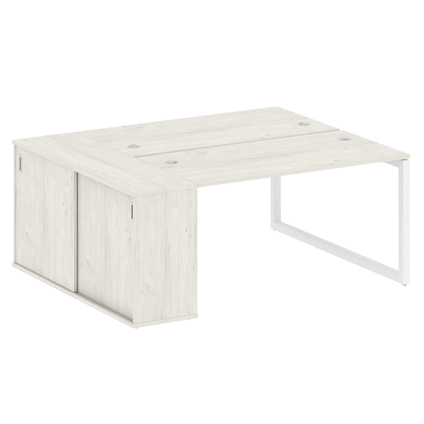 Metal System Quattro Р. ст. с шкафом-купе на О-образном м/к 50БО.РС-СШК-1.3 Т Дуб наварра/Белый металл 1810*1475*750 - Вид 1