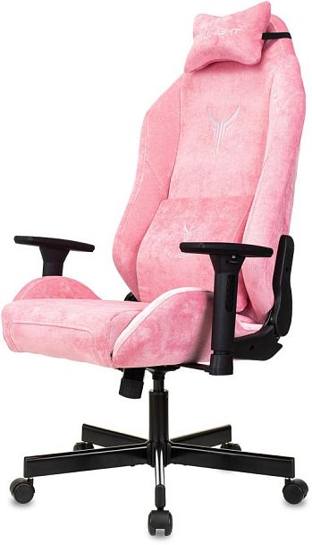 Кресло игровое Knight N1 Fabric розовый Velvet 36 с подголов. крестов. металл - Вид 2