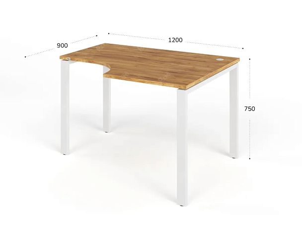 TANDEM RTD073-MK-120R-ME Стол угловой на металлокаркасе правый 1200х900х750 Таксония медовая/Белый - Вид 2