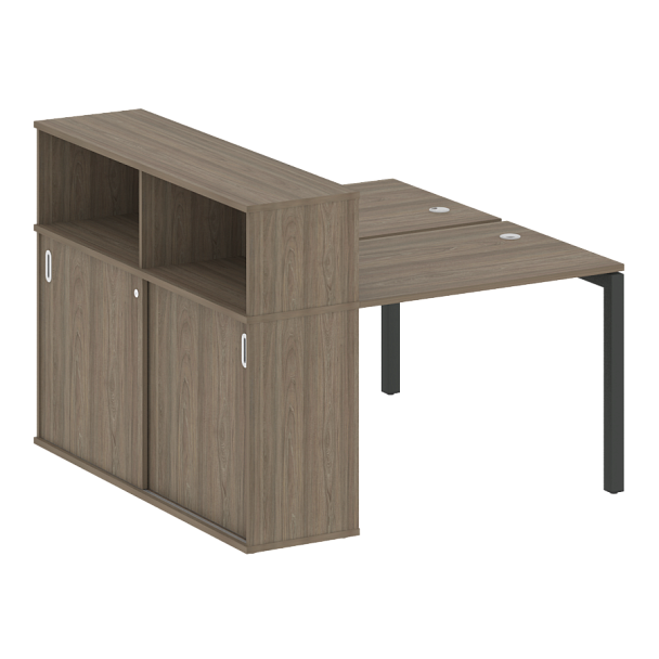 Metal System Quattro Р. ст. с шкафом-купе на П-образном м/к 50БП.РС-СШК-2.1 Т Вяз/Антрацит металл 1410*1475*1098 - Вид 1