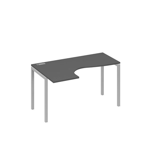 Стол эргономичный левый "Классика" на металлокаркасе DUE A4 А4 Б2 033 БП антрацит премиум / металлокаркас серый - Вид 1