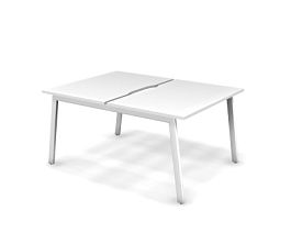 MATRIX 121S200-A Стол прямой двойной, проводник вырезной (А-обр. опоры) 1180х1590х775 Белый - Фото предпросмотра