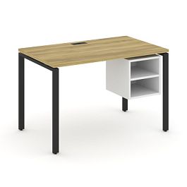 Concept Стол рабочий с подвесной тумбой с 2 открытыми нишами CN.SP-106 Дуб Винченцо/Белый Бриллиант/Металл Черный 1180*720*750 - Фото предпросмотра