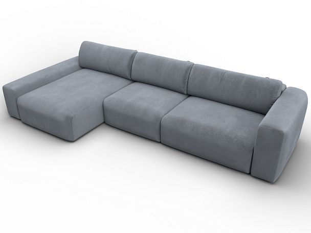 Диван угловой Лига-066 НПБ Лонг угол левый Велюр серый - Вид 6