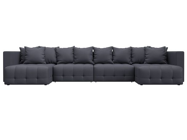 Диван П-образный Лига-052 НПБ Лонг Экокожа серый - Вид 2