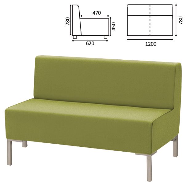 Диван мягкий двухместный "Хост" М-43, 1200х620х780 мм, без подлокотников, экокожа, светло-зеленый - Вид 2