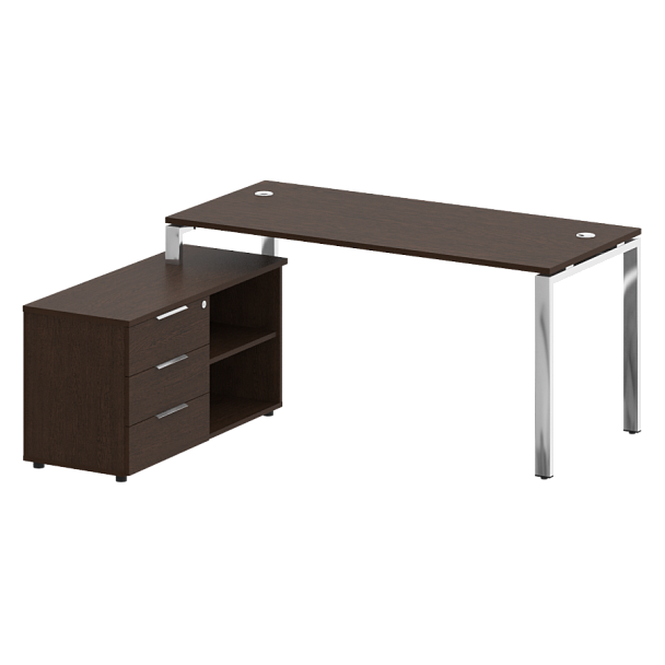 Metal System Direct Стол руковододителя с тумбой левый БГ.СРТ-4.7 (L) Венге/Нерж. сталь 1700*1520*750 - Вид 1