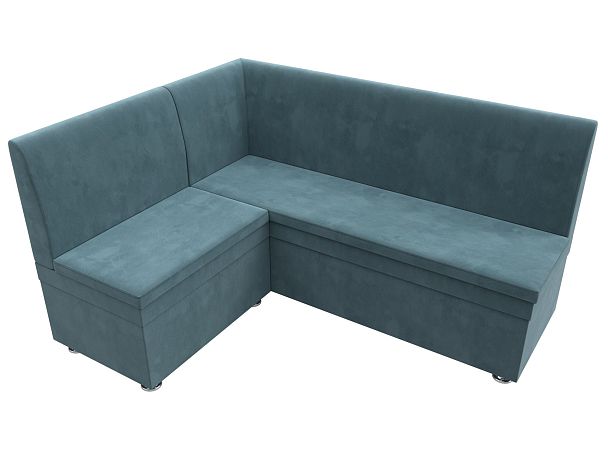 Кухонный угловой диван Уют левый (полностью Велюр бирюзовый) - Вид 5
