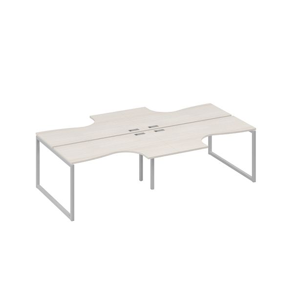 Рабочая станция со столами (4х140) Классика опоры QUATTRO A4 А4 Б4 181-2 БП дуб / металлокаркас серый - Вид 1