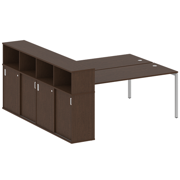 Metal System Quattro Р. ст. с шкафом-купе на П-образном м/к 40БП.РС-СШК-4.5 Т Венге/Серый металл 2210*2332*1098 - Вид 1