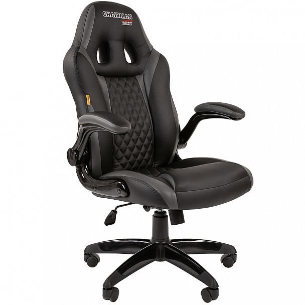 Кресло CHAIRMAN GAME 15, экокожа, черный/серый - Вид 1