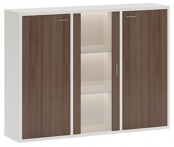 Тумба-витрина Домино СУ(ш3в1)+2ФГ+1ФС Белый/Шамони - Вид 1