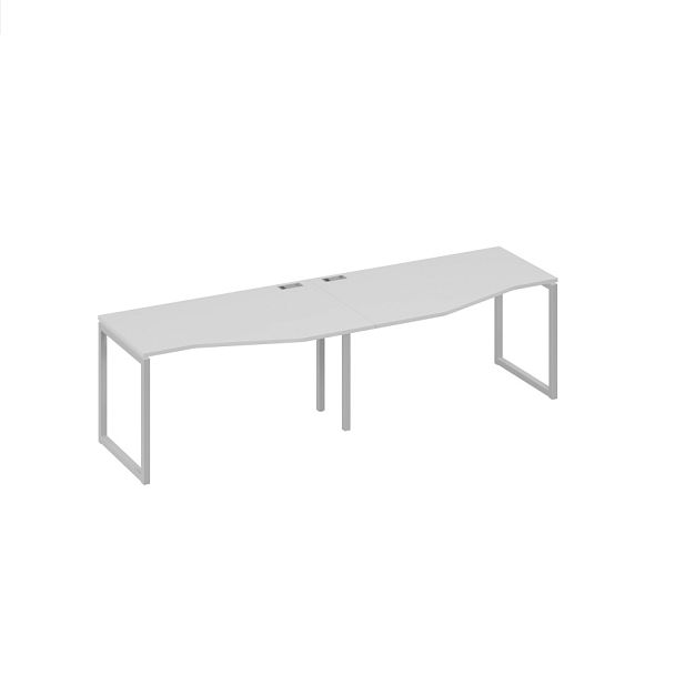 Рабочая станция столы (2х140) Техно эргономичные каркас QUATTRO A4 А4 Б4 063-2 БП серый / металлокаркас серый - Вид 1