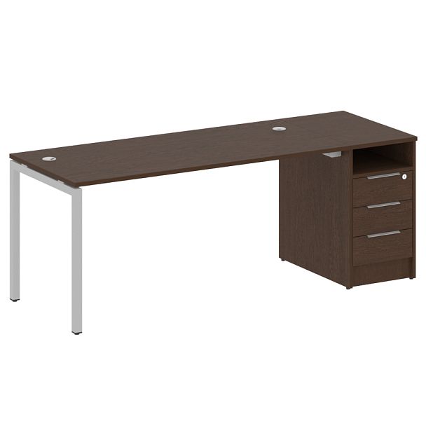 Metal System Quattro Р. ст. с тумбой на П-образном м/к 40БП.РС-СТП-1.4 Венге/Серый металл 2012*720*750 - Вид 1