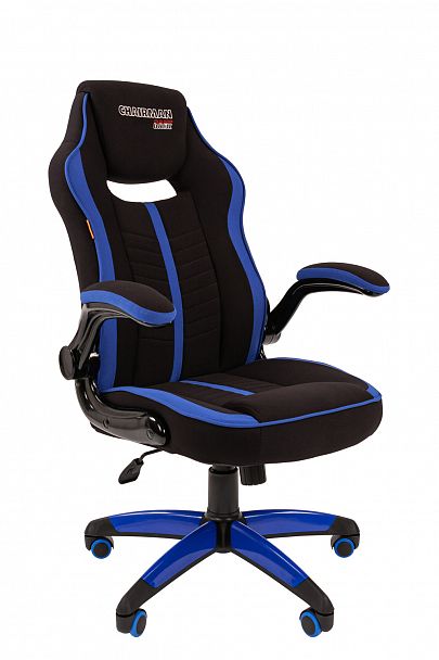 Кресло CHAIRMAN GAME 19, ткань, черный/синий - Вид 1