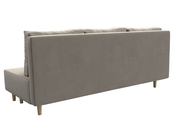 Диван прямой Лига-033 Микровельвет бежевый - Вид 6