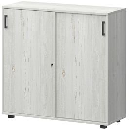 Стеллаж с раздвижными дверями НТ-412.Ч Сосна винтер 1200x442x1283 Аргентум - Фото предпросмотра