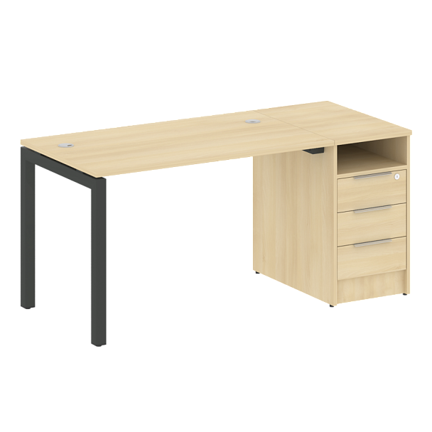 Metal System Quattro Р. ст. с тумбой на П-образном м/к 50БП.РС-СТП-1.2 Акация/Антрацит металл 1612*720*750 - Вид 1