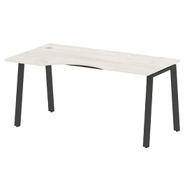 Metal System Стол криволинейный левый на А-образном м/к БА.СА-1 (L) Дуб наварра/Антрацит металл 1600*900*750 - Фото предпросмотра