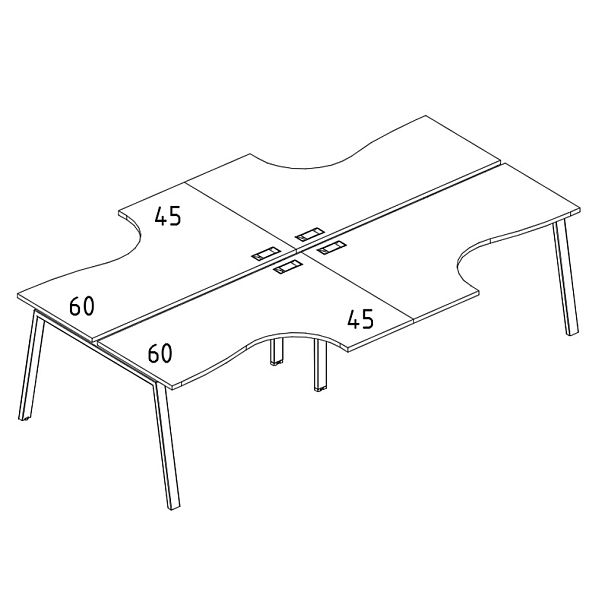 Рабочая станция со столами (4х140) каркас TRE A4 А4 Б3 181-2 БП белый премиум / металлокаркас антрацит - Вид 3