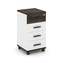 Concept Тумба мобильная 4 ящ. CN.TUM-005 B Дуб Мали/Белый Бриллиант/Металл Черный 420*420*782 - Фото предпросмотра