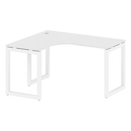 Metal System Quattro Стол криволинейный левый на О-образном м/к 50БО.СА-3 (L) Белый/Белый металл 1400*1200*750 - Фото предпросмотра