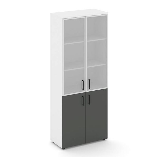 Style Project Шкаф высокий широкий SN.STS-103 Белый/Белый/Антрацит/Черный Ручки 796*400*1982 - Вид 1