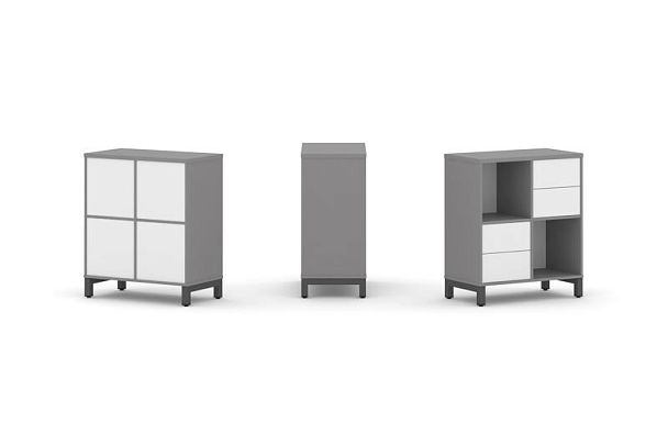 Стайл Проджект Набор стеллажа одностороннего, 2 яруса SN.NS-221 Серый Пепел/Белый/Металл Антрацит 75 - Вид 1