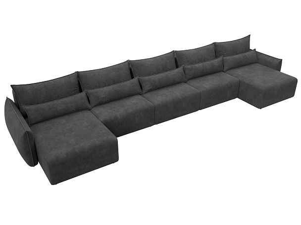 Диван п-образный Лига-051 НПБ МегаЛонг Велюр серый - Вид 6