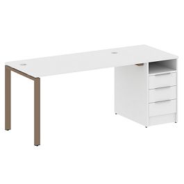 Metal System Р. ст. с тумбой на П-образном м/к БП.РС-СТП-1.3 Белый/Мокко металл 1812*720*750 - Фото предпросмотра