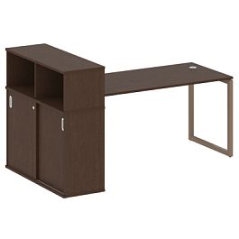 Metal System Quattro Стол письменный с шкафом-купе на О-образном м/к 40БО.РС-СШК-3.4 Т Венге/Мокко металл 2010*1120*1098 - Фото предпросмотра