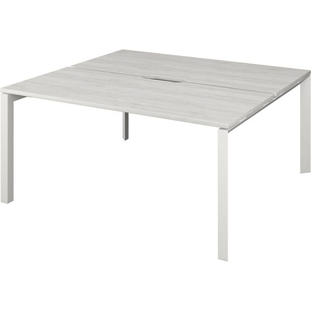 Бенч двойной на 2 рабочих места на металлокаркасе НТМП.П.Б2-140 Сосна винтер/Белый 1400x1496x750 Аргентум-МП - Вид 1