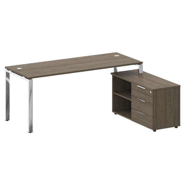 Metal System Direct Стол руковододителя с тумбой правый БГ.СРТ-5.7 (R) Вяз/Нерж. сталь 1900*1520*750 - Вид 1