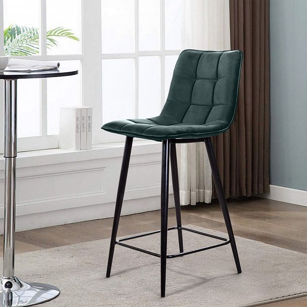 Стул полубарный UNO, бархат зелёный 19/ чёрный конус - Вид 14