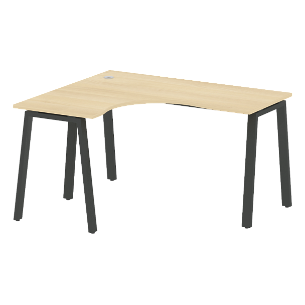 Metal System Стол криволинейный левый на А-образном м/к БА.СА-3 (L) Акация/Антрацит металл 1400*1200*750 - Вид 1