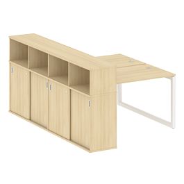 Metal System Quattro Р. ст. с шкафом-купе на О-образном м/к 50БО.РС-СШК-4.2 Т Акация/Белый металл 1610*2332*1098 - Фото предпросмотра