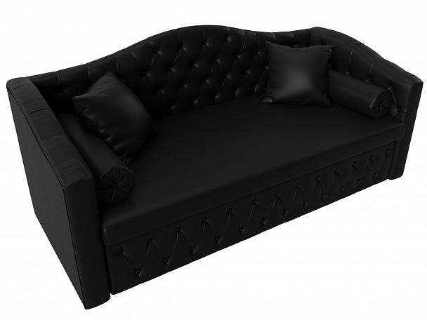 Прямой диван Мечта (полностью экокожа черная) - Вид 5