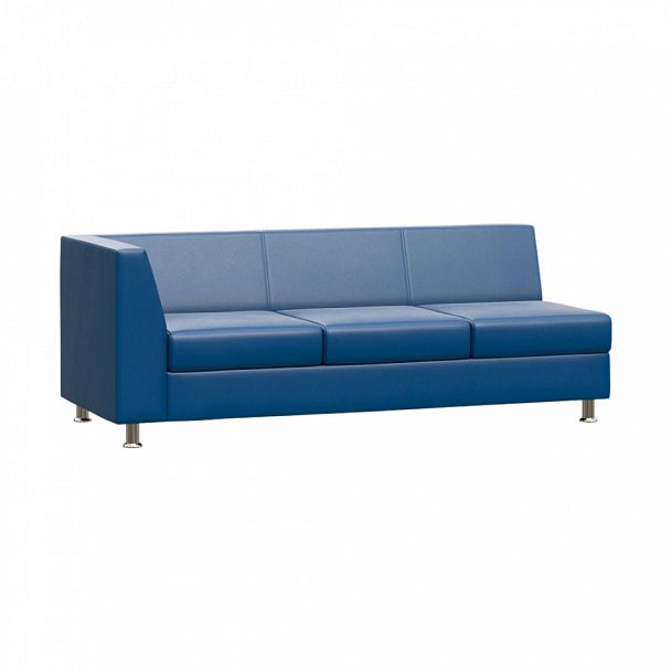 Секция с подлокотником трехместная правая "PRIME" PR.SP-3(R) синий кз - Вид 1