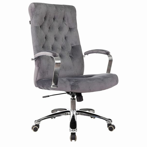 Кресло офисное T-9928SL, усиленное, НАГРУЗКА до 200 кг, хром, ткань, серое, 1985910 - Вид 1