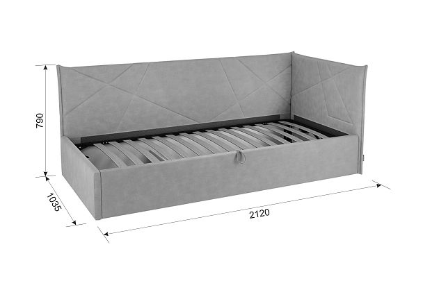 Кровать с подъемным механизмом Квест (Тахта) 90х200 см KM.T-17.2081 крем (велюр) - Вид 4