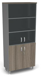 Шкаф широкий закрытый стекло ДВП Берлин Дрифтвуд/Серый ШКС51-90 з/с ДВП - Фото предпросмотра