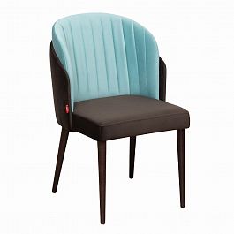 Полукресло Лилия, велюр коричневый/ голубой - Фото предпросмотра