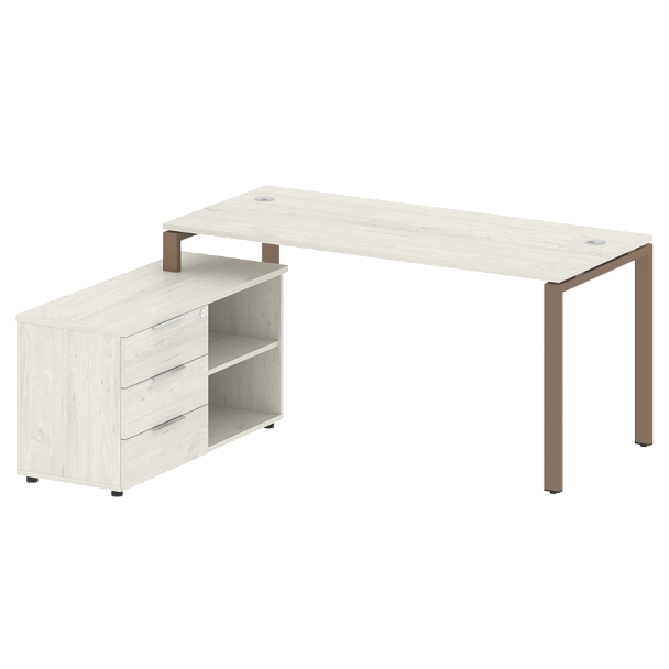 Metal System Р. ст. с тумбой на П-образном м/к БП.РС-СТС-2.4 (L) Дуб наварра/Мокко металл 1700*1520*750 - Вид 1