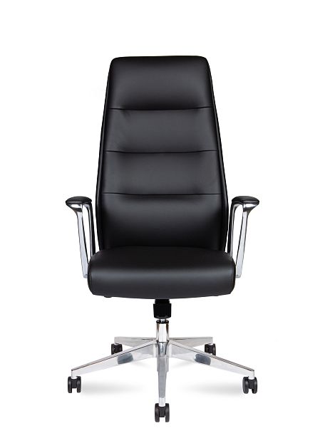 Кресло офисное / Nancy black / алюминиевая  база / черная экокожа - Вид 3
