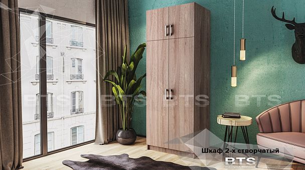 Шкаф 2-х ств.с перегородкой (800х2100х560) ясень шимо (снят с про-ва) - Вид 1