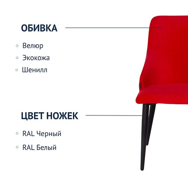 Стул Аэр, велюр Evita 29, металл 40*20 RAL 9005 - Вид 7