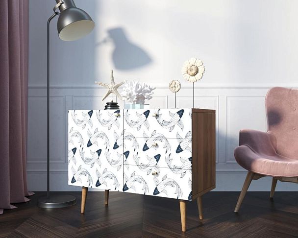 Комод Berber три ящика и дверка 36 принт арт BB34/Print_36 - Вид 3